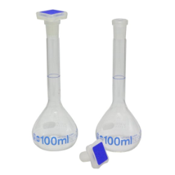 Volumetric flask 100 mL, class A, NS 14/23, PP-stopper, 2 pieces