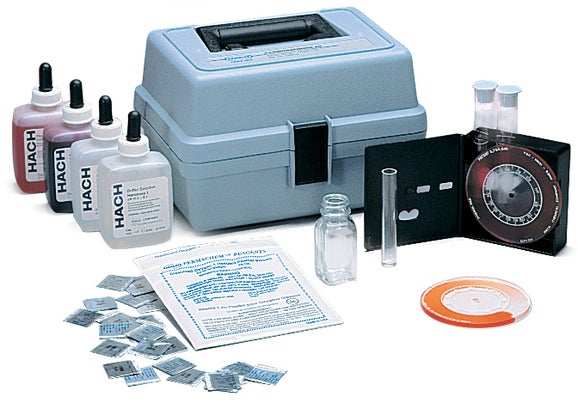 Hardness, iron, and pH test kit, model HA-62