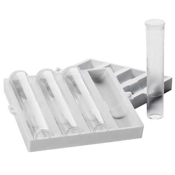 Viewing tubes with caps, plastic, 4 pieces