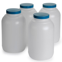 Set of (4) Polyethylene bottles, 3.8 L, w/ caps