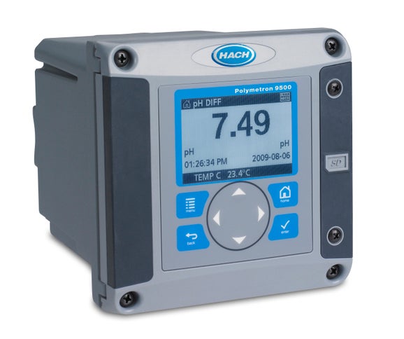 Polymetron 9500 Controller, 100-240 VAC, one pH/ORP sensor input, one conductivity sensor input, HART, two 4-20 mA outputs