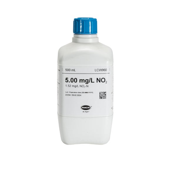 Nitrite standard, 5.0 mg/L NO₂ (1.52 mg/L NO₂-N), 500 mL