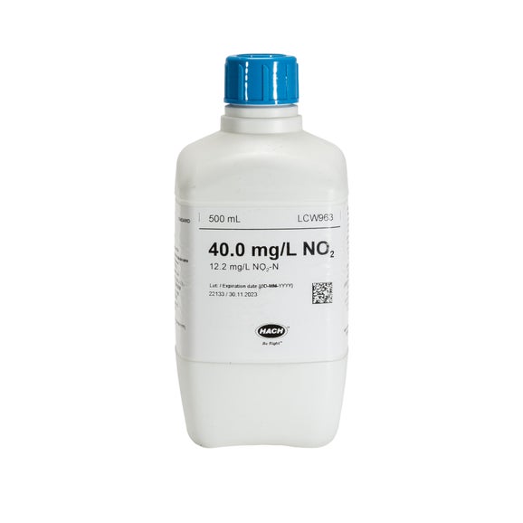 Nitrite standard, 40 mg/L NO₂ (12.2 mg/L NO₂-N), 500 mL