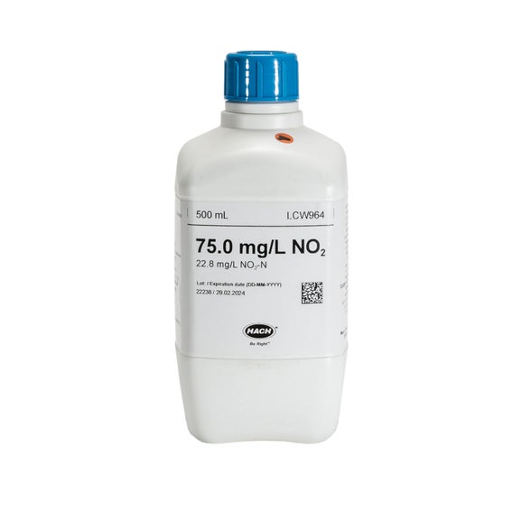 Nitrite standard, 75 mg/L NO₂ (22.9 mg/L NO₂-N), 500 mL