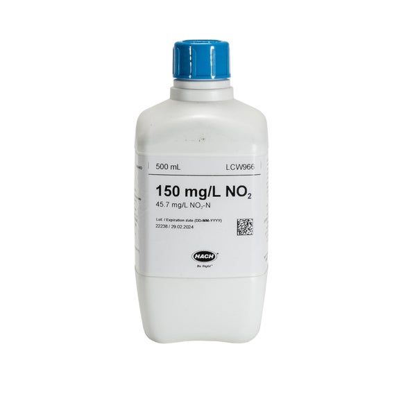 Nitrite standard, 150 mg/L NO₂ (45.7 mg/L NO₂-N), 500 mL